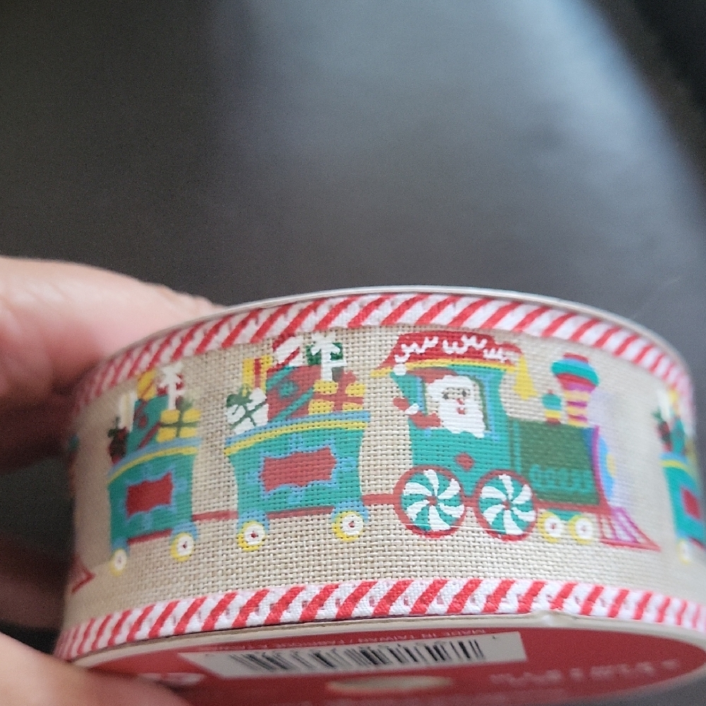 Celebrate It Festive Train Ribbon - Red, Green, White